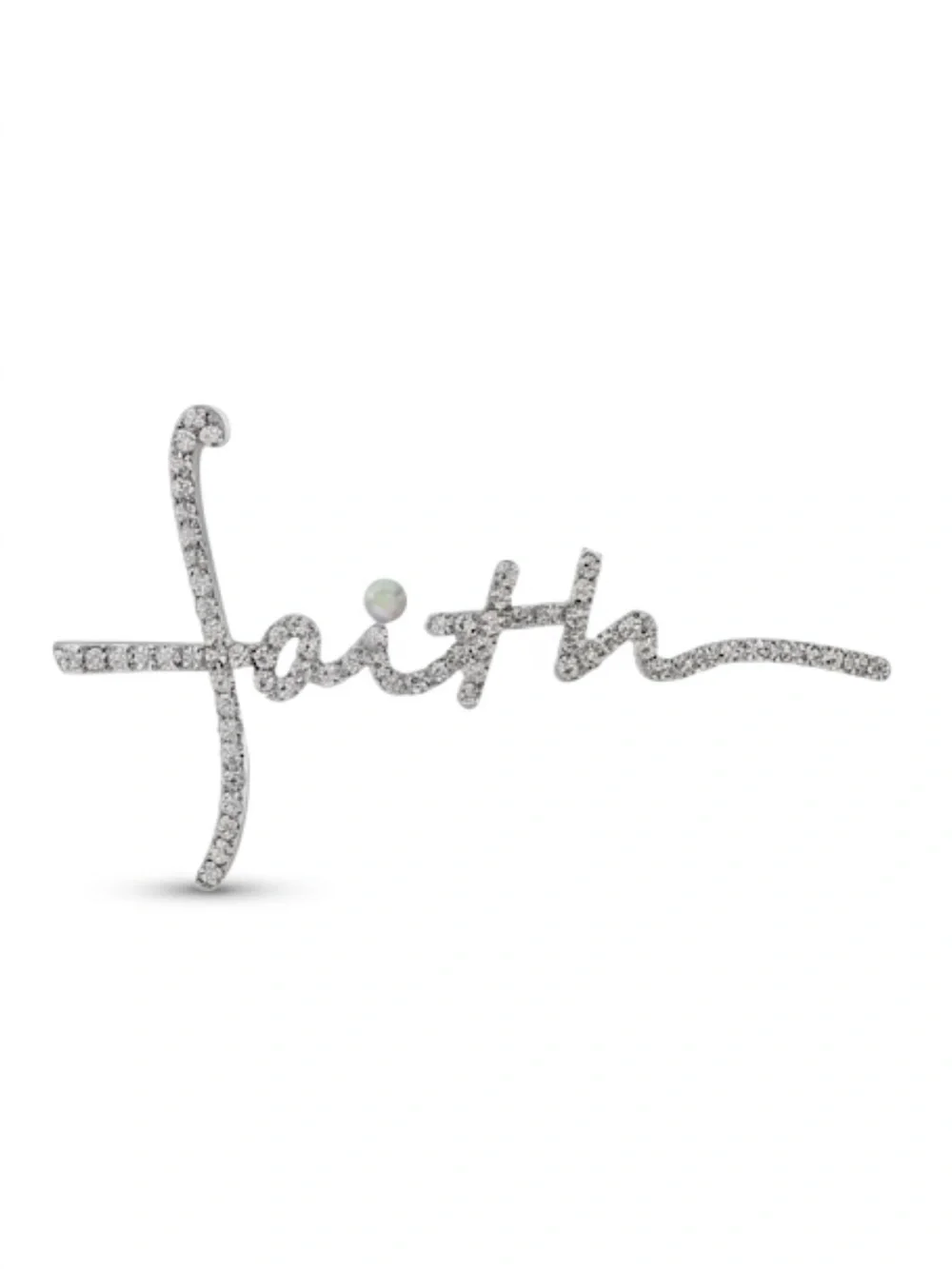 New Silver Rhinestone Faith Cross Brooch Pin Coquette Spiritual
